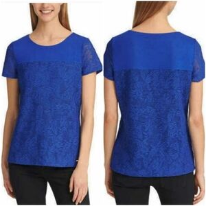NWOT Calvin Klein stretch textured Atlas blue top